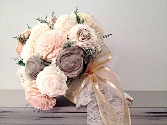 زفاف - Lg. Wedding Bouquet made with sola flowers - choose your colors - balsa wood - Alternative bouquet - bridesmaids bouquet
