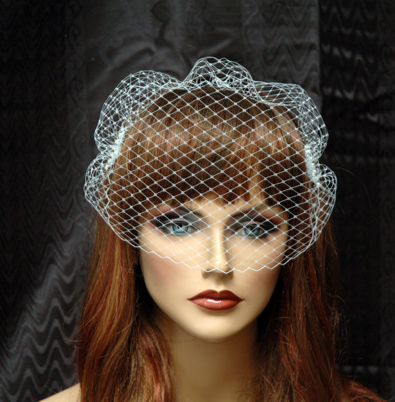 Свадьба - Birdcage Veil, Bandeau Style Veil, Wedding Veil, Bridal Comb Veil, 9 Inches Veil, Rhinestone Comb Veil, 1920s Veil
