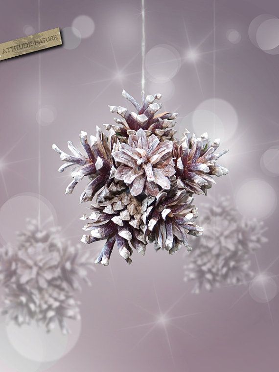 Свадьба - Pine Cones Snowflake Ornament Nature And Original Decor For Christmas Tree