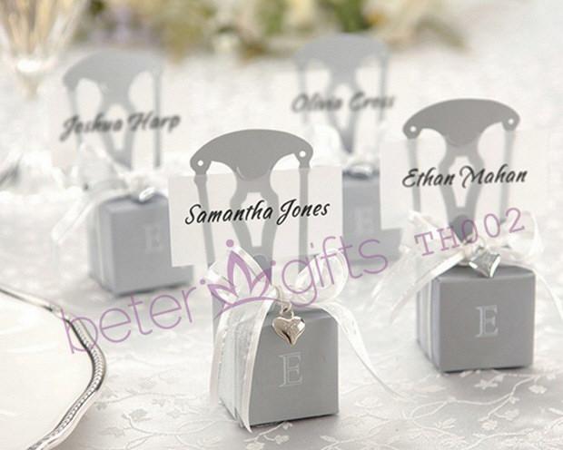Wedding - 12pcs Silver Chair Favor Box, Place Card Decoration TH002