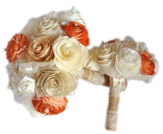 زفاف - Romantic Peony bouquet, Vintage Wedding bouquet, Burlap and lace bouquet, Paper Peony Bouquet, Ivory Toss bouquet, Shabby chic bouquet