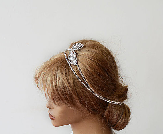 Hochzeit - Bridal Hair Accessories, Bridal Rhinestone Headband, Wedding hair Accessory, Rhinestone Hair Wrap Headband