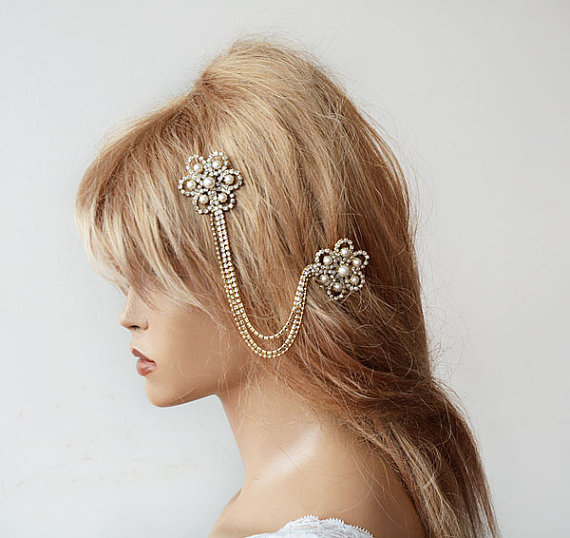 Свадьба - Wedding Hair Accessory, Bridal Headbands, Gold Hair Clip, Rhinestone Headband, Wedding Hair Clip, Wedding Hair Vine