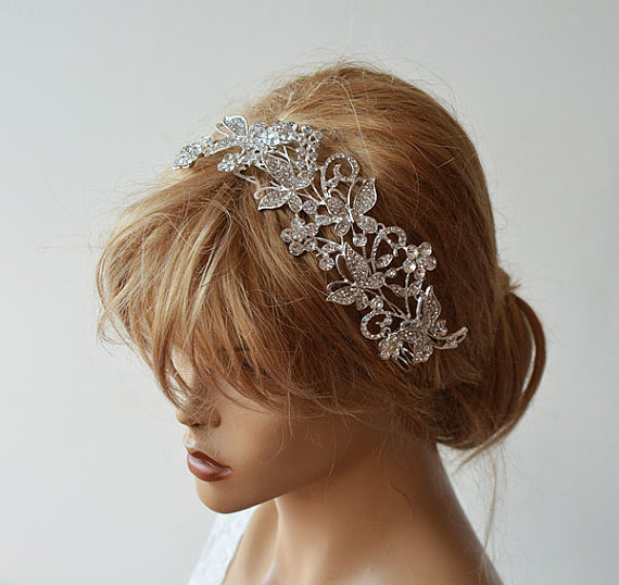 Wedding - Wedding Hair Accessories, Silver Butterflies Headpiece, Hair Piece Comb, Bridal Hair Accessory, Bridal Headband, Wedding Headband