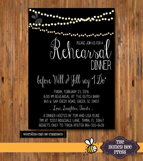Mariage - Rehearsal Dinner Invitation - Twinkle Light Strand Invitation - CUSTOMIZE for a Birthday, Engagement, Anniversary or Retirement- Item 0136