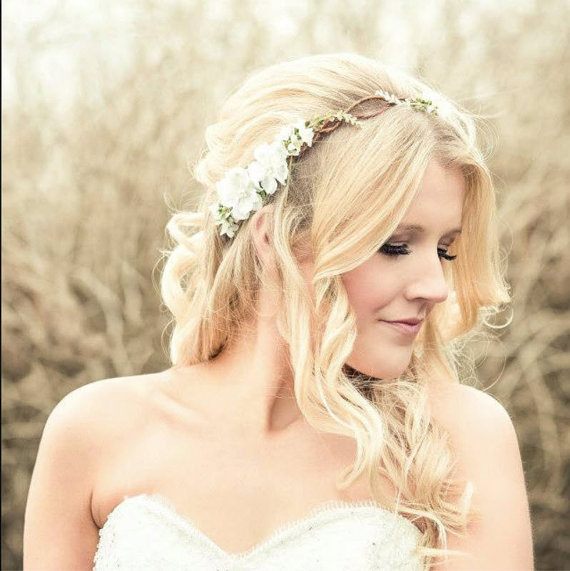 Mariage - bridal hair acessories, cherry blossom flower crown, wedding headpiece, woodland flower, bridal hair flower, rustic wedding, bridal headband