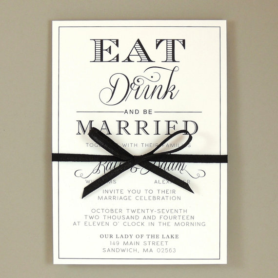 Wedding - Kate Suite - Eat Drink & Be Married Wedding Invitation - Elegant Invitation - Customizable Wedding Invite - Sample