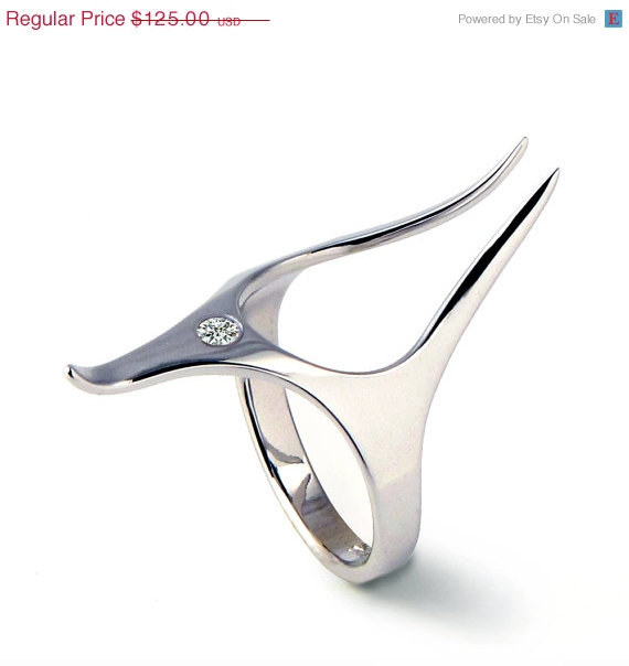 Hochzeit - ON SALE - ANUBIS Unique Silver Ring, Alternative Engagement Ring, Silver Engagement Ring, Egyptian Ring, Italian Design by Arosha