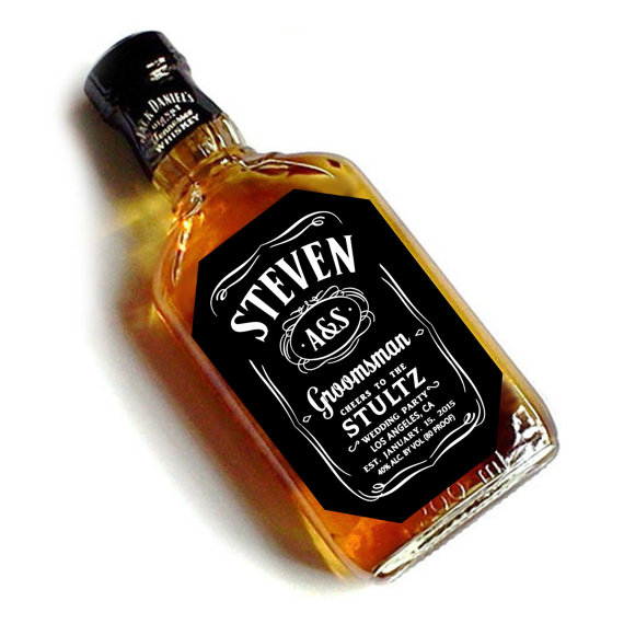 زفاف - Set of 6 Groomsman / Bridesmaid & Best Man Jack Daniel's Whiskey Style Labels - Be My Groomsman - OR Groomsman Gift - Wedding Party
