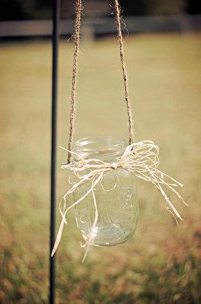 Свадьба - Hanging Mason Jar - Rustic Wedding Decor - Shabby Chic Wedding - Wedding Isle Marker