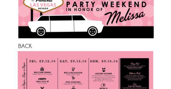 Mariage - Las Vegas Bachelorette Party Weekend Invitation With Itinerary - Personalized Printable File Or Print Package Available #00009-PI10