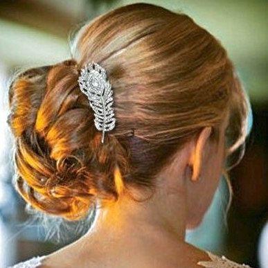 Hochzeit - Rhinestone Peacock Comb -  Peacock Bridal Comb