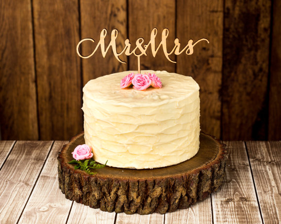 Свадьба - Wedding Cake Topper - Mr and Mrs - Birch