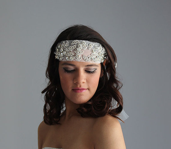 Свадьба - Bridal Crystal Headband, wedding Headband, wedding Veil, Bridal Veil, Wedding Hair Accessory, Bridal Hair Accessories