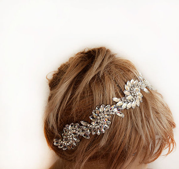 Hochzeit - Bridal Crystal Headband, wedding Headband, wedding Accessory, Bridal Hair Accessories, Crystal Band Bridal