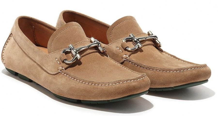 Wedding - Salvatore Ferragamo Mens Suede Leather Moccasin Shoes