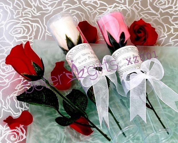 Mariage - BeterGifts XZ001 Long Stemmed Rose Soap in Clear Gift Box