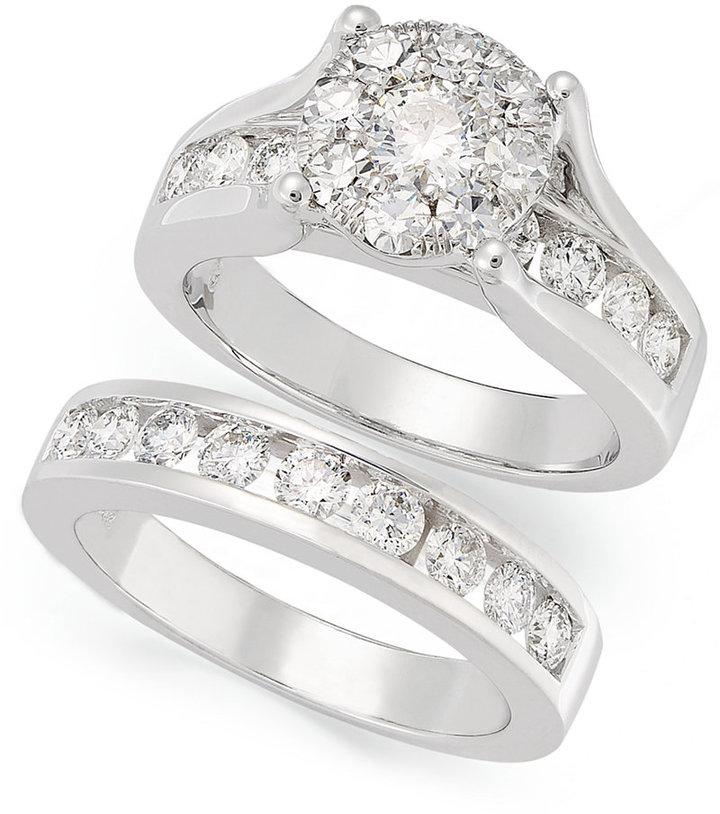 Mariage - Prestige Unity Diamond Bridal Set, 14k White Gold Diamond Engagement Ring and Wedding Band (2 ct. t.w.)