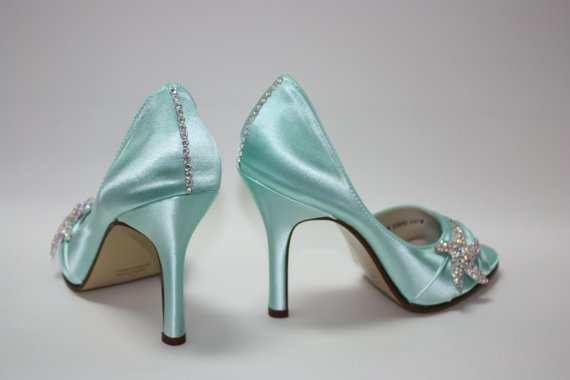 زفاف - Wedding Starfish Shoes - Beach - My Tiffany Blue Shoes - Choose From Over 100 Color Choices - Destination Wedding Shoes By Parisxox