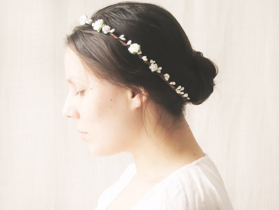 زفاف - Flower crown, Bridal halo, Rustic wedding hair accessories, Circlet, Floral headband - MAYA