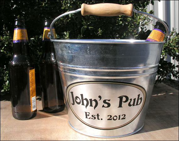 Mariage - Personalized Beer Bucket, Groomsmen Gift - Galvanized Metal Bucket, Gifts for Men - Large Size (6qt)