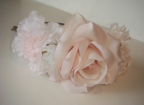 Hochzeit - Ballerina Halo Headband, Flower Headband, Ballerina, Pink Flower Pale Headband, White Flowers, Accessories, Wedding, Bridal, Bridal, Hair