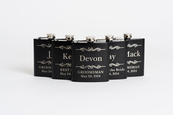 Wedding - Groomsmen Gift, Flask, Stainless Steel Flask, Personalized Best Man Gift, Wedding Party Gift, Flasks