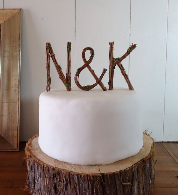 زفاف - Rustic Wedding Cake Topper - Any Two Vine Letters with Ampersand