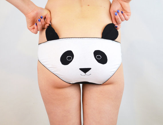 زفاف - Panda face panties with ears lingerie underwear knickers