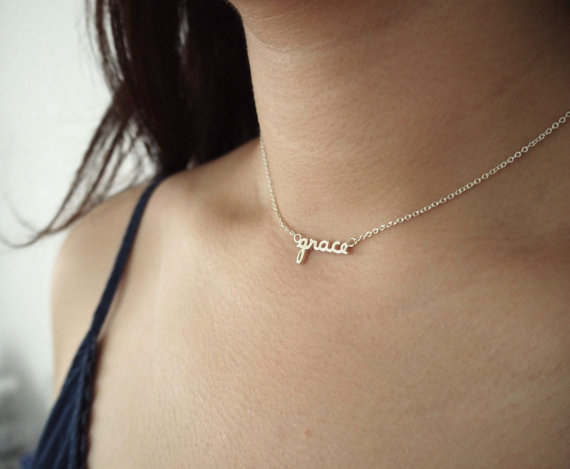 Свадьба - SALE Personalized Name Necklace - Dainty Name Necklace - Tiny Name Charm - Any font Available - Bridesmaid Gift VALENTINE GIFT