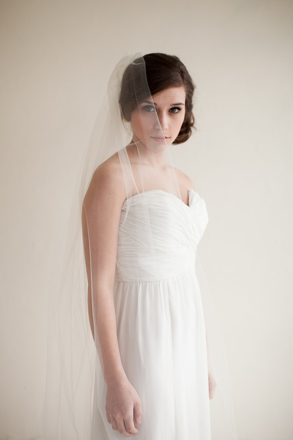 Wedding - Chapel Length Tulle Wedding Veil, Bridal Veil, 90 inches - Lydia - Style 7813