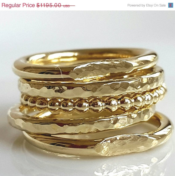 زفاف - 14k Gold Rings - Five Gold Rings - Handmade - Venexia Jewelry - Engagement Rings - Stacking Rings - Valentine's Day Gift