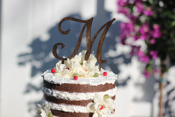 Wedding - Monogram Wedding Cake topper - Wooden cake topper - Personalized Cake topper