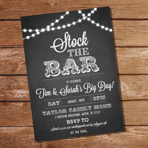 Mariage - Chalkboard Stock The Bar Engagement Party Invitation  - Stock The Bar Invitation - Instant Download + Edit and Print with Adobe Reader