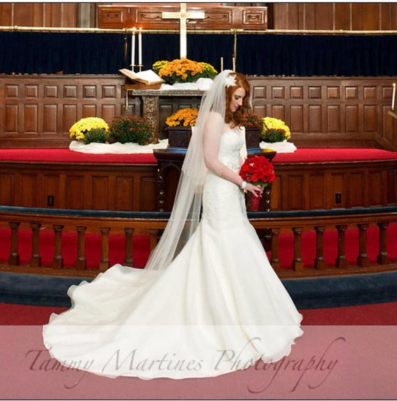 Wedding - Cathedral length two tier Wedding Bridal Veil 108 inches white, ivory or diamond