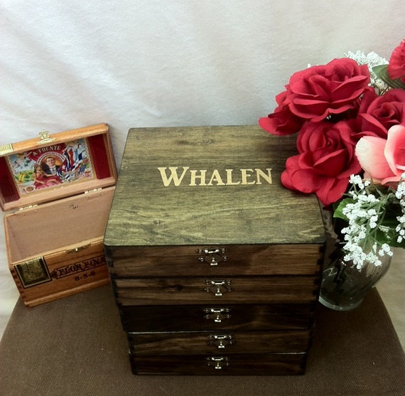 Rustic Groomsmen Gift Set Of 5 Wooden Cigar Boxes Laser Engraved Name Rustic Stained And