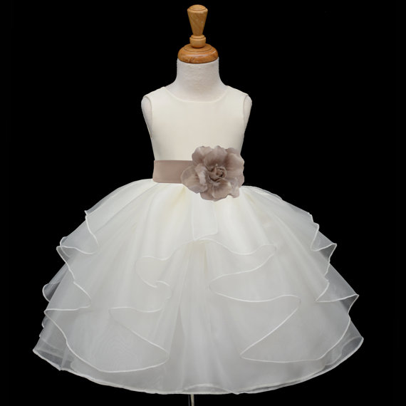Mariage - Ivory 37 color sash choose Flower Girl dress organza easter sash pageant wedding bridal  bridesmaid toddler 12-18m 2 4 6 6x 8 9 10 12 