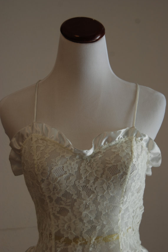 Hochzeit - SALE Vintage white lace teddie - Victoria's Secret