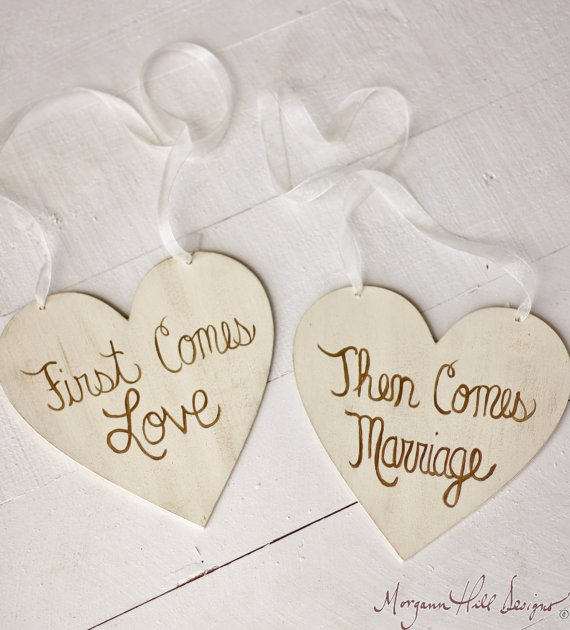 Mariage - Flower Girl Sign Ring Bearer Wedding Photo Props First Comes Love Then Comes Marriage (Item Number 140066)