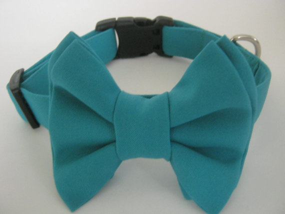 Mariage - Dog Bow Tie Collar Removable Bow Tie And Collar Dog Collar with Bow Tie Large Dog Collar Wedding Dog Collar Pet Collar