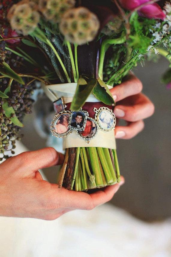 زفاف - 5 Kits to make Wedding Bouquet charms  -Photo Pendants charms for family photo (includes everything you need including instructions)