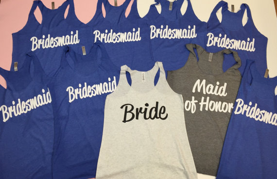 Wedding - 9 Bridesmaid Tank Top. Bachelorette Shirts. Bride Tank Top. Maid of Honor Tank. Bridesmaid Gift. Bridal Party Tank Top. Flowy Tank.
