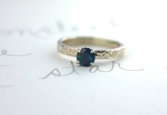 Wedding - Montana sapphire engagement ring . blue sapphire engagement ring . unique simple engagement ring . 18k white gold by peacesofindigo