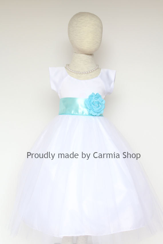 زفاف - WHITE Flower Girl Dresses - MALIBU (FSV) Easter Wedding Communion Princess Party. Toddler Baby Infant Kids Teen Sale