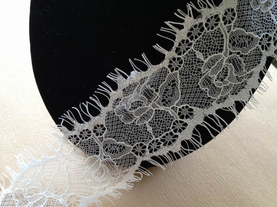 Mariage - 3 Yards Eyelash Chantilly Lace Trim in White For Bridal Veils, Weddings, Costume, Lingerie