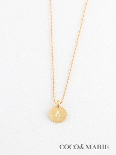 Mariage - VALENTINES DAY SALE The Perfect " A " Initial Necklace Dainty Matte Gold Hammered Disc Delicate Handmade Jewelry by Coco & Marie