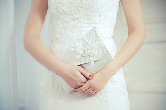 Hochzeit - Bridal Clutch Wedding Purse in ivory or white