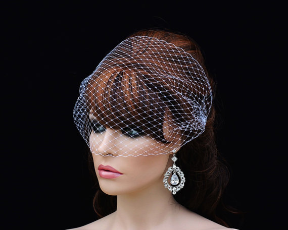 زفاف - Birdcage Veil , Bird Cage Veil , Bridal Veil , Bachelorette Blusher , Short Veil , Bridal Hair Accessory
