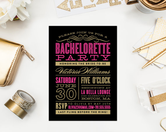 زفاف - Printable - Old Fashioned Bachelorette Party Invitation