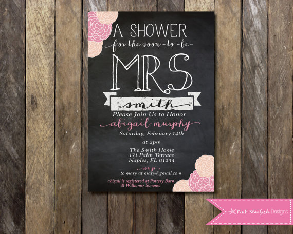 Hochzeit - PRINTABLE Bridal Shower Chalkboard Invitation- Digital Printable File 5x7 or 4x6 - Wedding Couple Bachelorette Hen